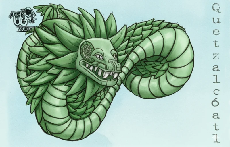 Quetzalquatl gefiedert geflügelte Schlange, Drachen in Amerika