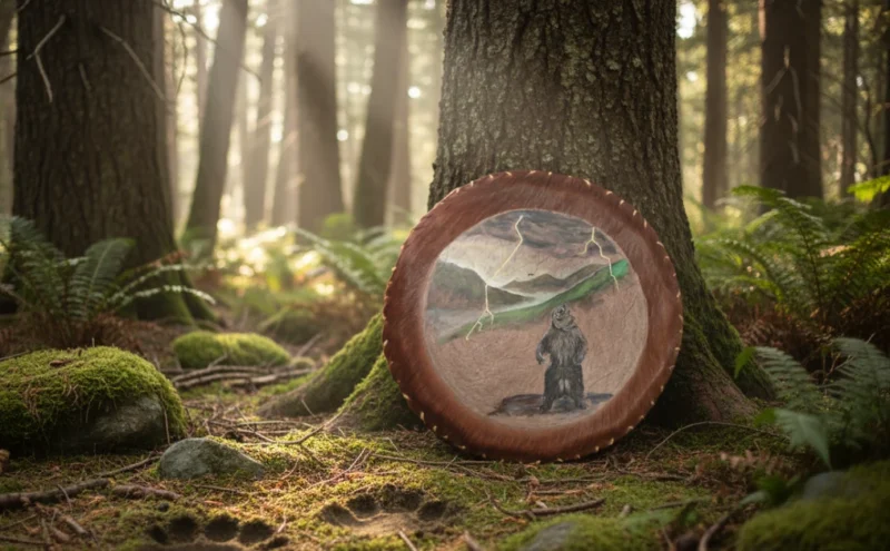 Die Trommel von Petra Lamp steht im Wald